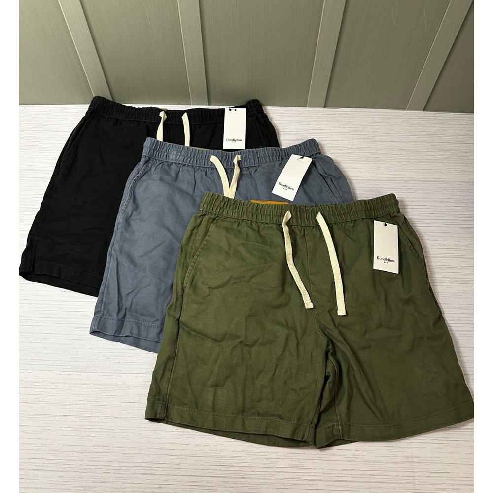 NWT Goodfellow & Co Mens 3 Pack Vintage Shorts 7in Inseam Small Black Blue